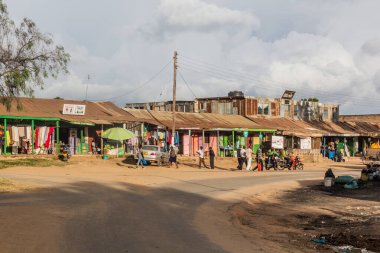 MARALAL, KENYA - 13 Şubat 2020: Maralal, Kenya 'nın merkezinde sokak