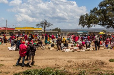 NTULELE, KENYA - 18 Şubat 2020: Kenya 'nın Ntulele köyündeki bir pazara bakış