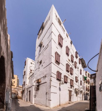 Al Balad 'da geleneksel evler, tarihi Jeddah merkezi, Suudi Arabistan