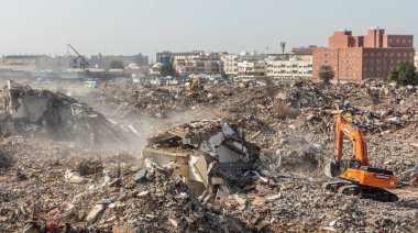 JeDDAH, SAUDI ARABIA - 17 Kasım 2021: Eski Jeddah Mahallesi Yıkım, Suudi Arabistan