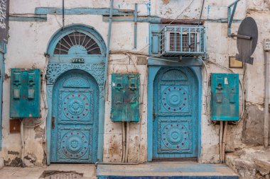 JeDDAH, SAUDI ARABIA - 15 Kasım 2021: El Balad 'daki geleneksel ev, Suudi Arabistan' ın tarihi merkezi