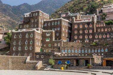 Suudi Arabistan 'ın Rijal Alma köyü manzarası