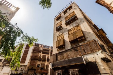Al Balad 'da geleneksel evler, tarihi Jeddah merkezi, Suudi Arabistan
