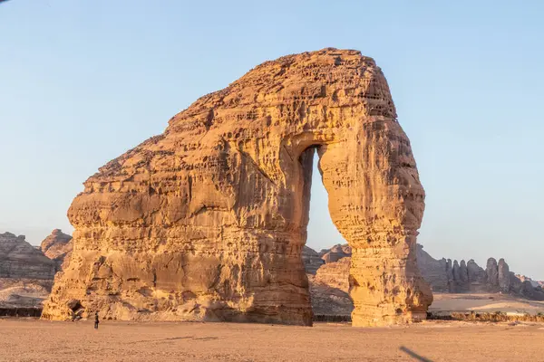 stock image Jabal Al-Fil (Elephant Rock) rock formation near Al Ula, Saudi Arabia