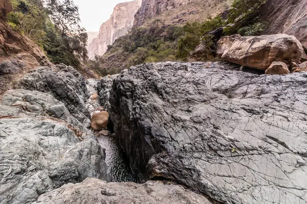 Wadi Lajab Canyon Saudi Arabia Stock Photo