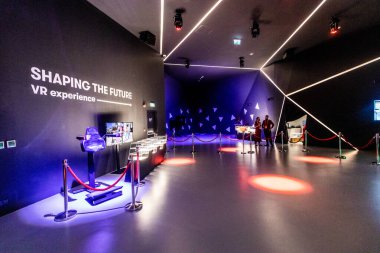 DUBAI, BAE - 28 Ekim 2021: Dubai, Birleşik Arap Emirlikleri 'nde Sırbistan pavyonu.