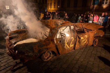 PRAG CZECH Cumhuriyet - 14 Ekim 2022: Prag, Çek Cumhuriyeti 'nde düzenlenen Sinyal Festivali' nde Yaşayan Birinin Zihninde Ölümün Fiziksel Olasılığı