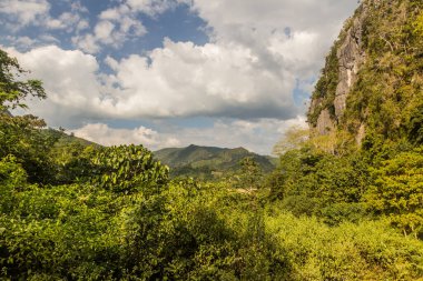 Muang Ngoi Neua köyü yakınlarındaki manzara, Laos.