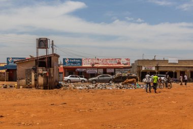 BUSIA, UGANDA - 24 Şubat 2020: Busia, Uganda sınır kasabası manzarası