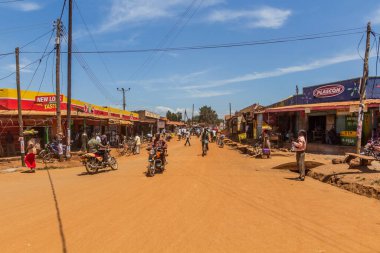 BUSIA, UGANDA - 24 Şubat 2020: Busia, Uganda sınır kasabası manzarası