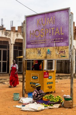 KUMI, UGANDA - 25 Şubat 2020: Kumi hastanesi işareti, Uganda