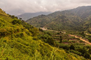 Uganda 'daki Kilembe köyünün hava manzarası