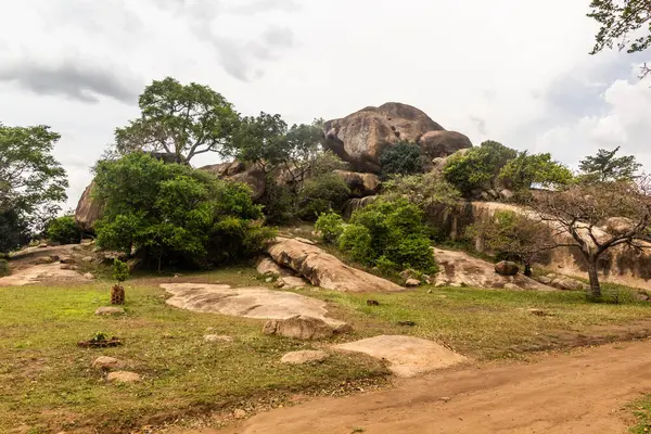 stock image Landscape of rock paintings in Nyero, Uganda