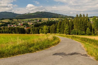 Çek Cumhuriyeti ve Polonya sınırının Jasnowice köyü manzarası
