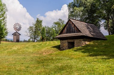 Wind mill in the open air museum (Valasske muzeum v prirode) in Roznov pod Radhostem, Czechia clipart