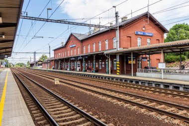 NAVSI, CZECH REPUBLIC - JULY 12, 2021: View of Navsi railway station, Czechia clipart