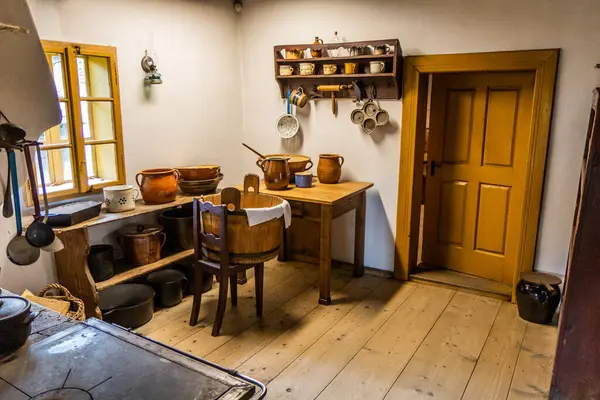 stock image ROZNOV POD RADHOSTEM, CZECH REPUBLIC - JULY 15, 2021: Interior of an old house in the open air museum (Valasske muzeum v prirode) in Roznov pod Radhostem, Czechia