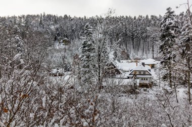 Tourist huts in Prachovske skaly rocks in Cesky raj (Czech Paradise) region, Czech Republic clipart