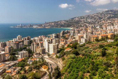 Lübnan 'ın Jouni şehrinin hava manzarası