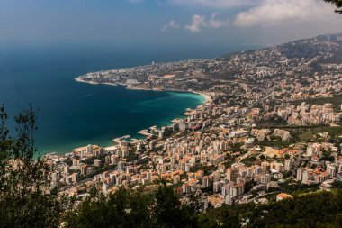 Lübnan 'ın Jouni şehrinin hava manzarası