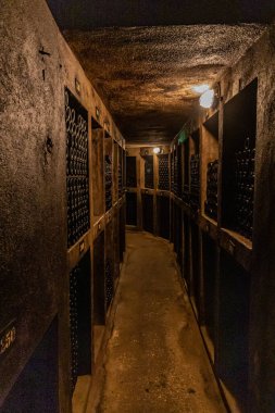 KSARA, LEBANON - 25 JULY, 2022: Interior of Chateau Ksara winery Roman era cellars. clipart