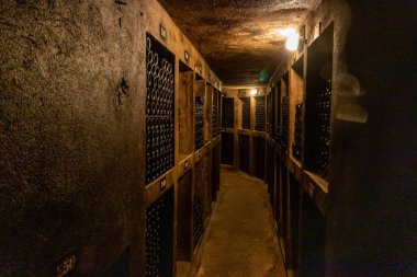 KSARA, LEBANON - 25 JULY, 2022: Interior of Chateau Ksara winery Roman era cellars. clipart