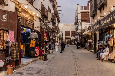 JEDDAH, SAUDI ARABIA - NOVEMBER 15, 2021: Alley in Al Balad,  historic center of Jeddah, Saudi Arabia clipart