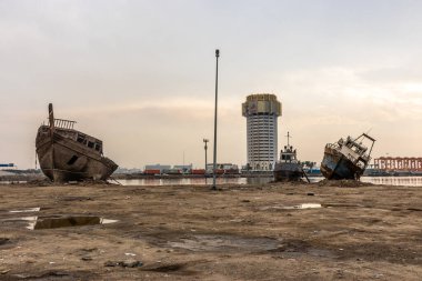 Jeddah, Suudi Arabistan 'ın merkezinde balıkçı tekneleri