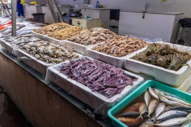 Jeddah, Suudi Arabistan 'daki Merkez Balık pazarında oyalanmak