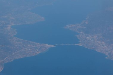 Rio-Antirio köprüsünün hava manzarası, Yunanistan