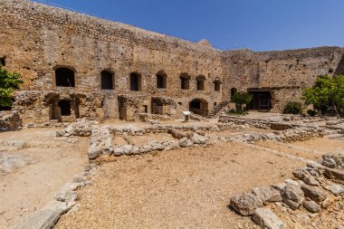 Ruins of Chlemoutsi (Clermont) medieval castle on Peloponnese peninsula, Greece clipart