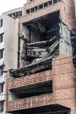 Yugoslav Savunma Bakanlığı ve Sırbistan 'ın başkenti Belgrad' daki Genelkurmay 'ın eski binası. Bina, NATO askerleri tarafından bombalanırken hasar gördü..