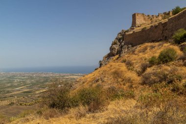 View from Acrocorinth (acropolis of ancient Corinth), Greece clipart