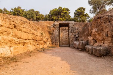 Lion Tomb doorway at ancient Mycenae on Peloponnese peninsula, Greece clipart