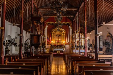 MOMPOX, COLOMBIA - MARCH 3, 2023: Interior of San Agustin church in Santa Cruz de Mompox, Colombia clipart