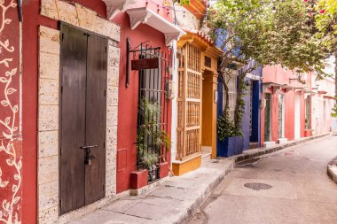 Cartagena de Indias, Kolombiya 'daki Getsemani mahallesindeki koloni evleri.
