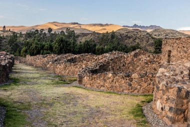 Peru 'daki Raqchi kompleksindeki Qullqa (Colca) depolama evleri