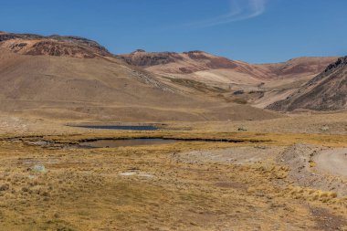 Colca Vadisi, Peru 'daki Mismi volkanı yakınlarındaki göller ve sulak alanlar.
