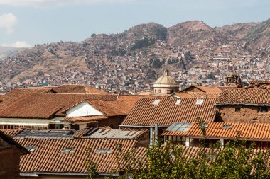 Cuzco, Peru 'nun çatılarının manzarası