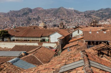 Cuzco, Peru 'nun çatılarının manzarası