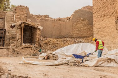 ERBIL, IRAQ - 9 Ekim 2022: Irak Kürdistan Bölgesi, Erbil 'deki Erbil kalesinde yenileme çalışmaları