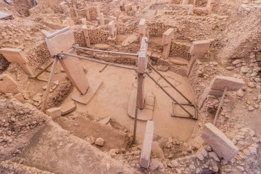 Göbekli Tepe arkeoloji sahasının manzarası Türkiye 'de harabe