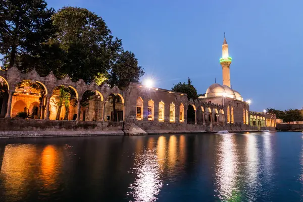Sanliurfa 'daki Balikligol (İbrahim Havuzu) ve Rzvaniye Camii' nin gece manzarası.