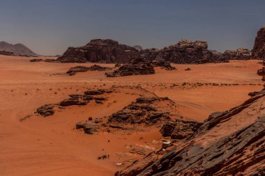 Wadi Rum çölünün Rocky manzarası, Ürdün