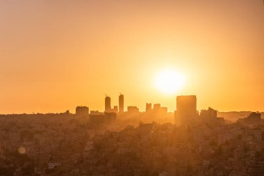 Amman ufuk çizgisinin gün batımı manzarası, Ürdün