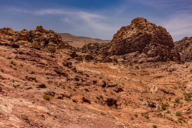 Antik şehrin manzarası Petra, Ürdün