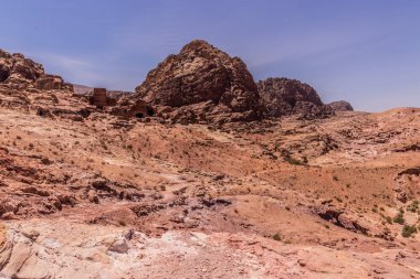 Antik şehrin manzarası Petra, Ürdün