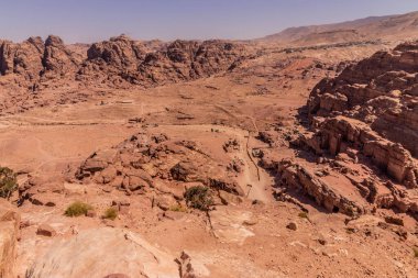 Antik şehrin manzarası Petra, Ürdün