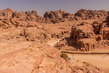 Antik şehrin manzarası Petra, Ürdün