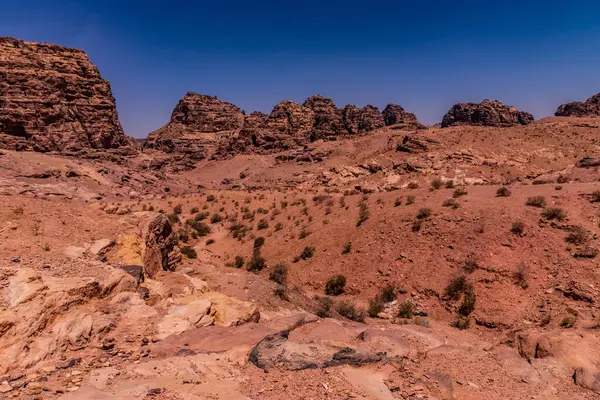 Antik şehrin manzarası Petra, Ürdün